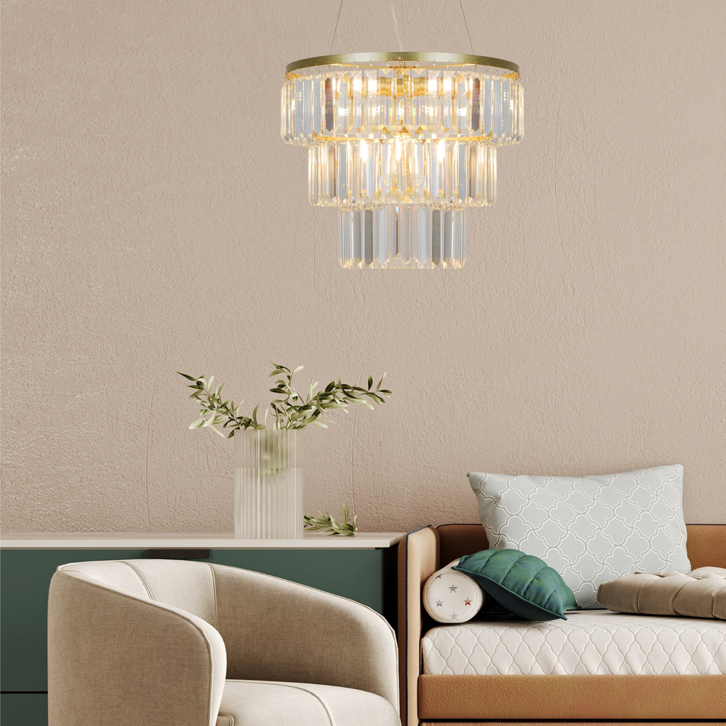 Luster na lanku glamour zlatý 4xE14 TIFANNY 40 cm