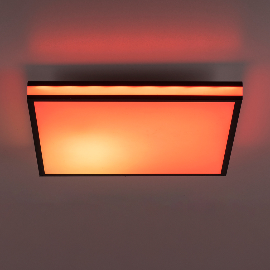Stropné svietidlo LED RGB čierne MARIO s diaľkovým ovládaním 46,5x46,5 cm