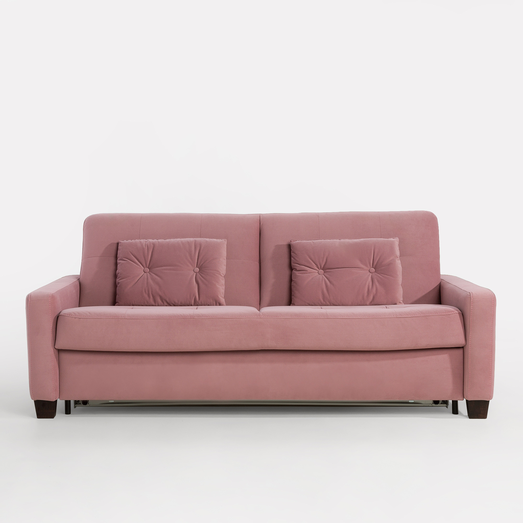 Rozkładana sofa w kolorze pudrowego różu