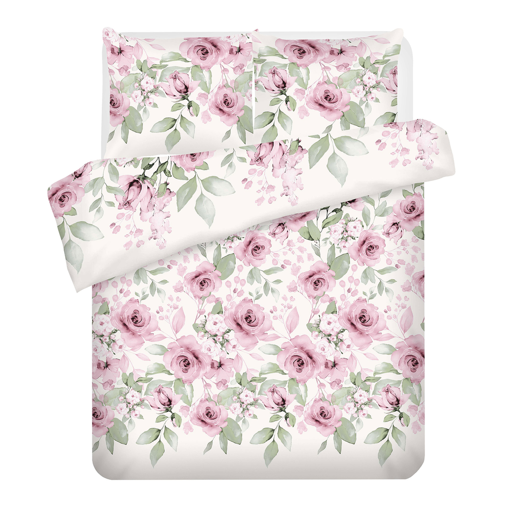 Súprava posteľnej bielizne z bavlneného saténu s motívom ruží BOTANIC 160 x 200 cm