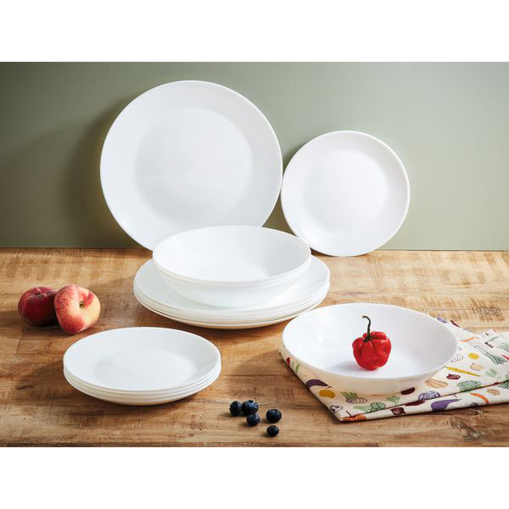 Sada bielych jedálenských tanierov ZELIE, 18 dielov