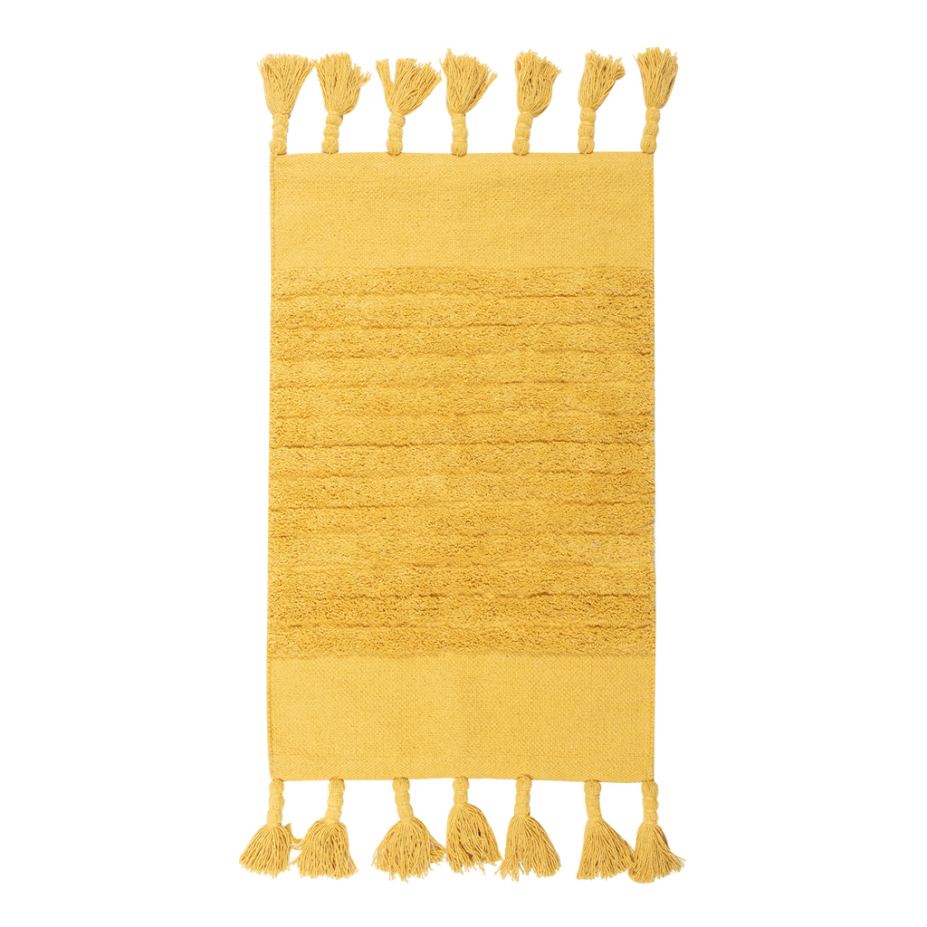 Bavlnený koberec so strapcami BOHO, žltý 50x80 cm