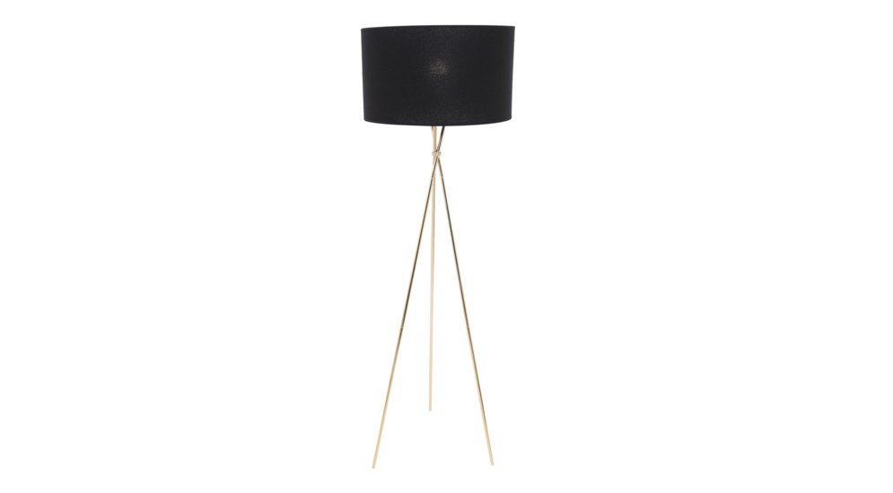 Stojacia lampa na trojnožke v čiernej a zlatej farbe TAGO