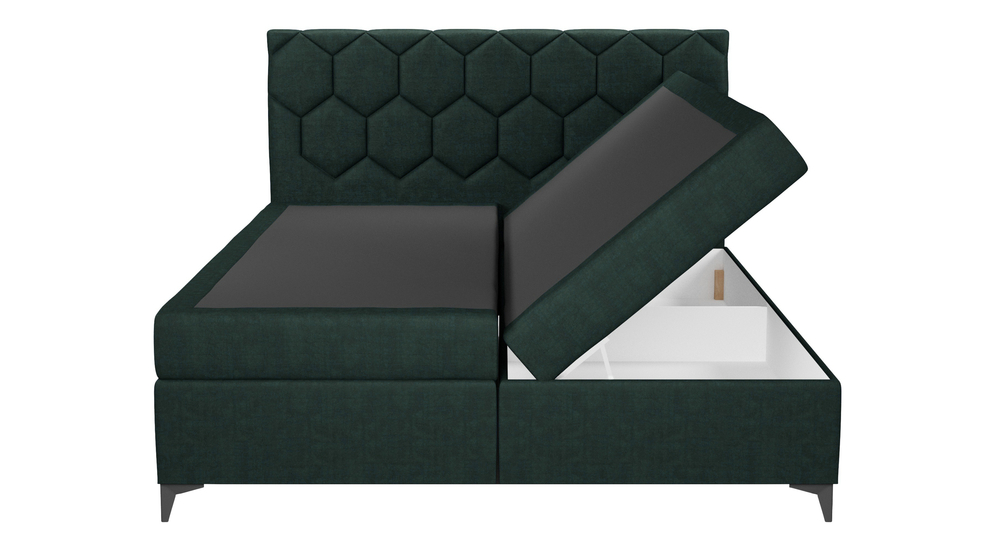 Kontinentálna posteľ s úložným priestorom zelená MEGAN PU 160x200 cm