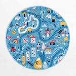 Koberec STELLA, okrúhly, ulice, modrý, 120 cm