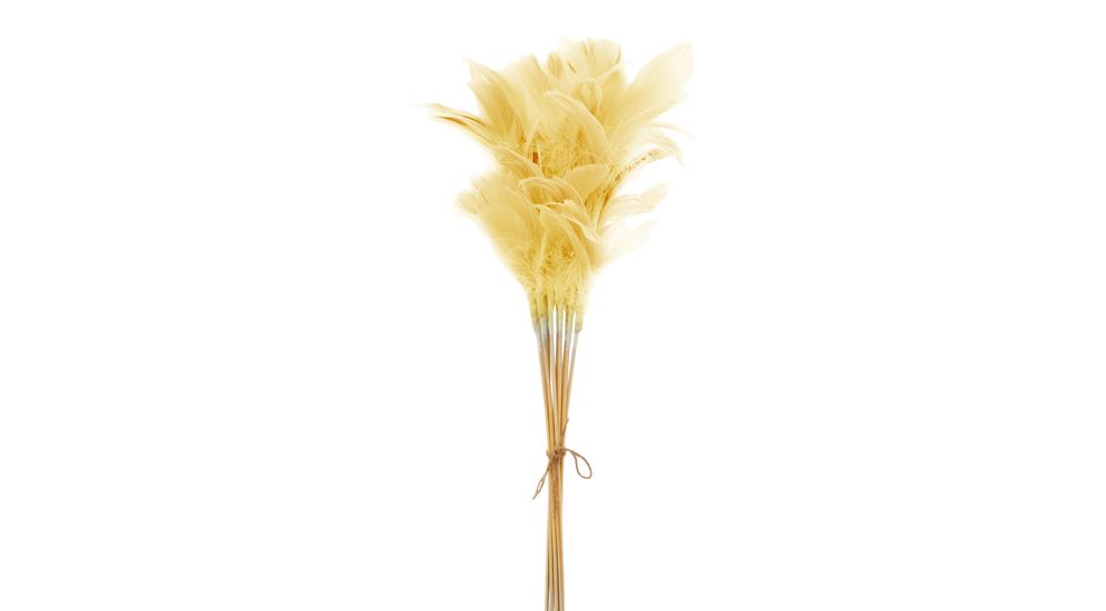 Ozdobná vetvička PIERKA žltá 72 cm, 12 ks