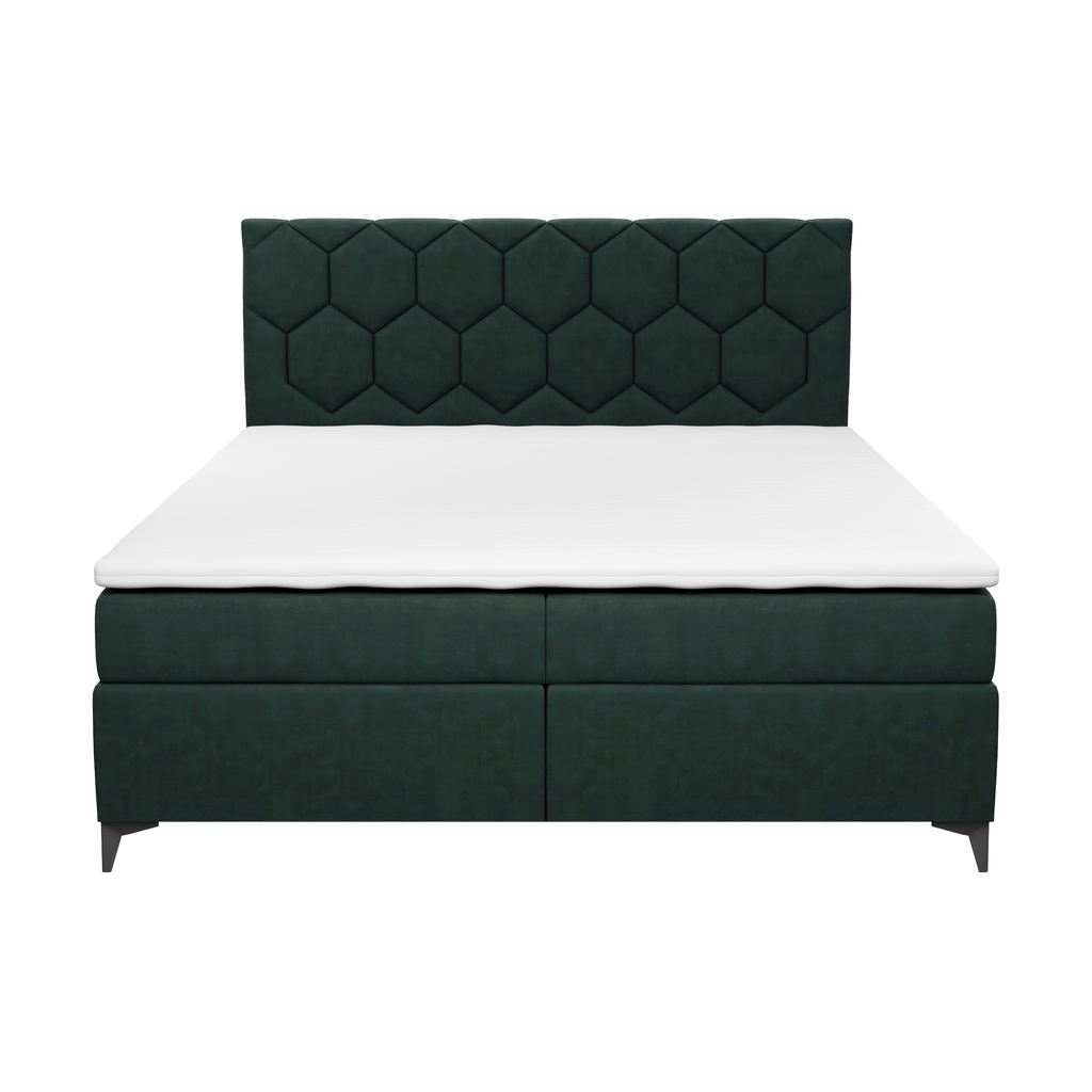 Kontinentálna posteľ s úložným priestorom zelená MEGAN PU 160x200 cm
