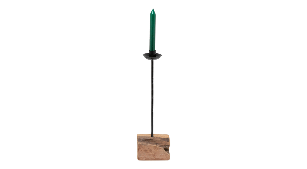 Svietnik na kónickú sviečku drevený 38,5 cm