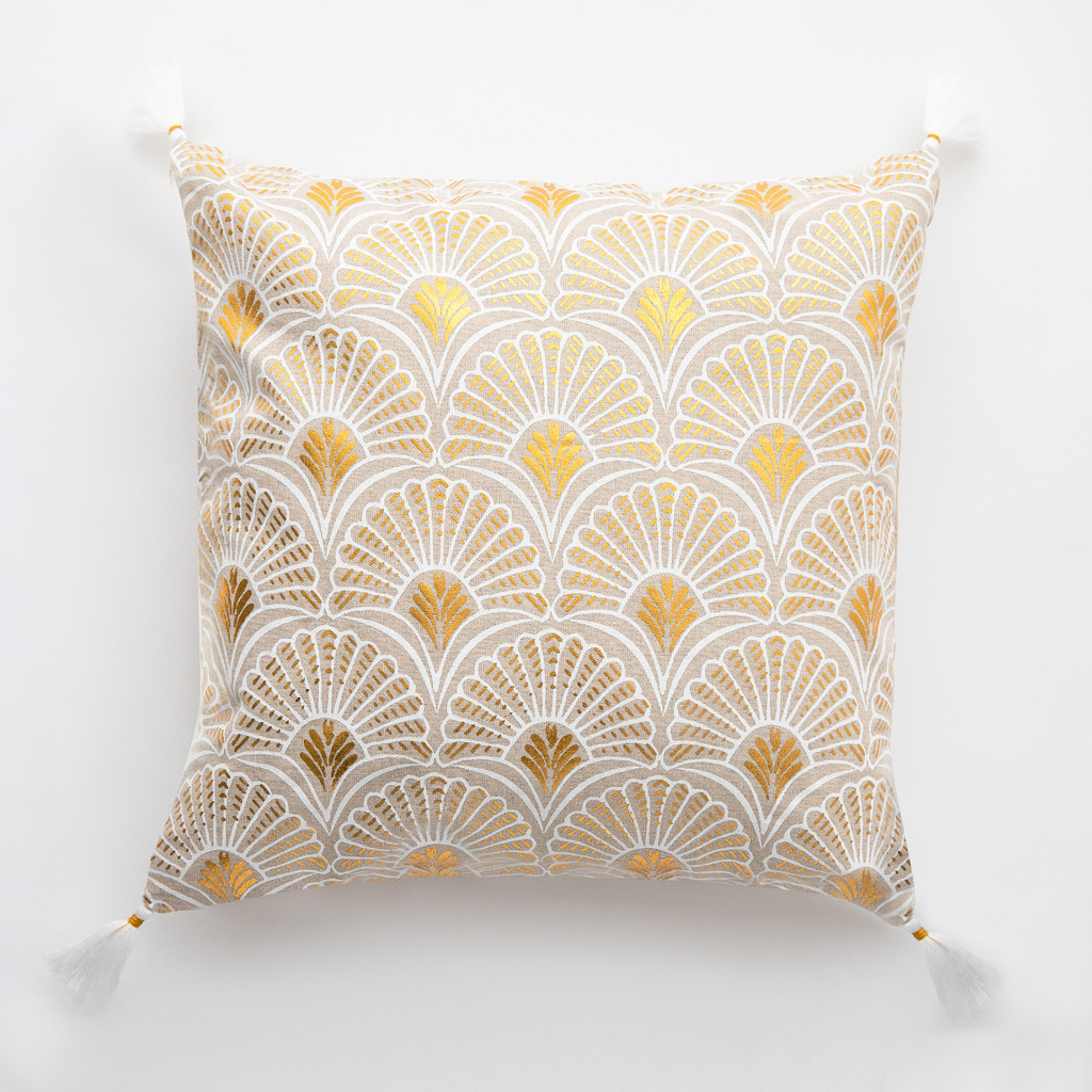 Dekoratívna obliečka na vankúš TANZA v štýle art deco krémová 45x45 cm