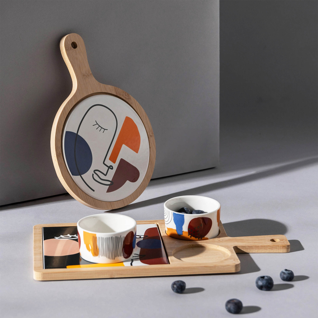 Servírovacia doska s keramickým tanierom 17,5 cm