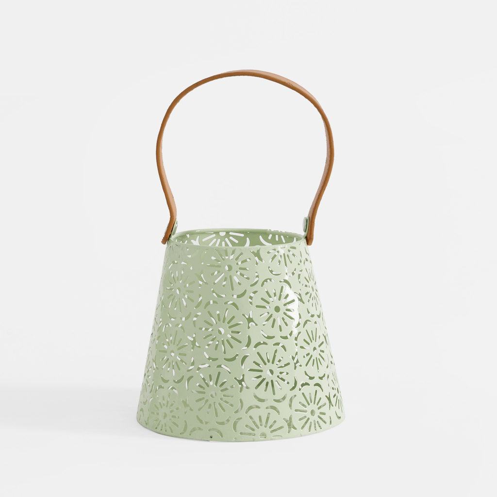 Kovový lampáš v zelenej farbe 16x26,5 cm