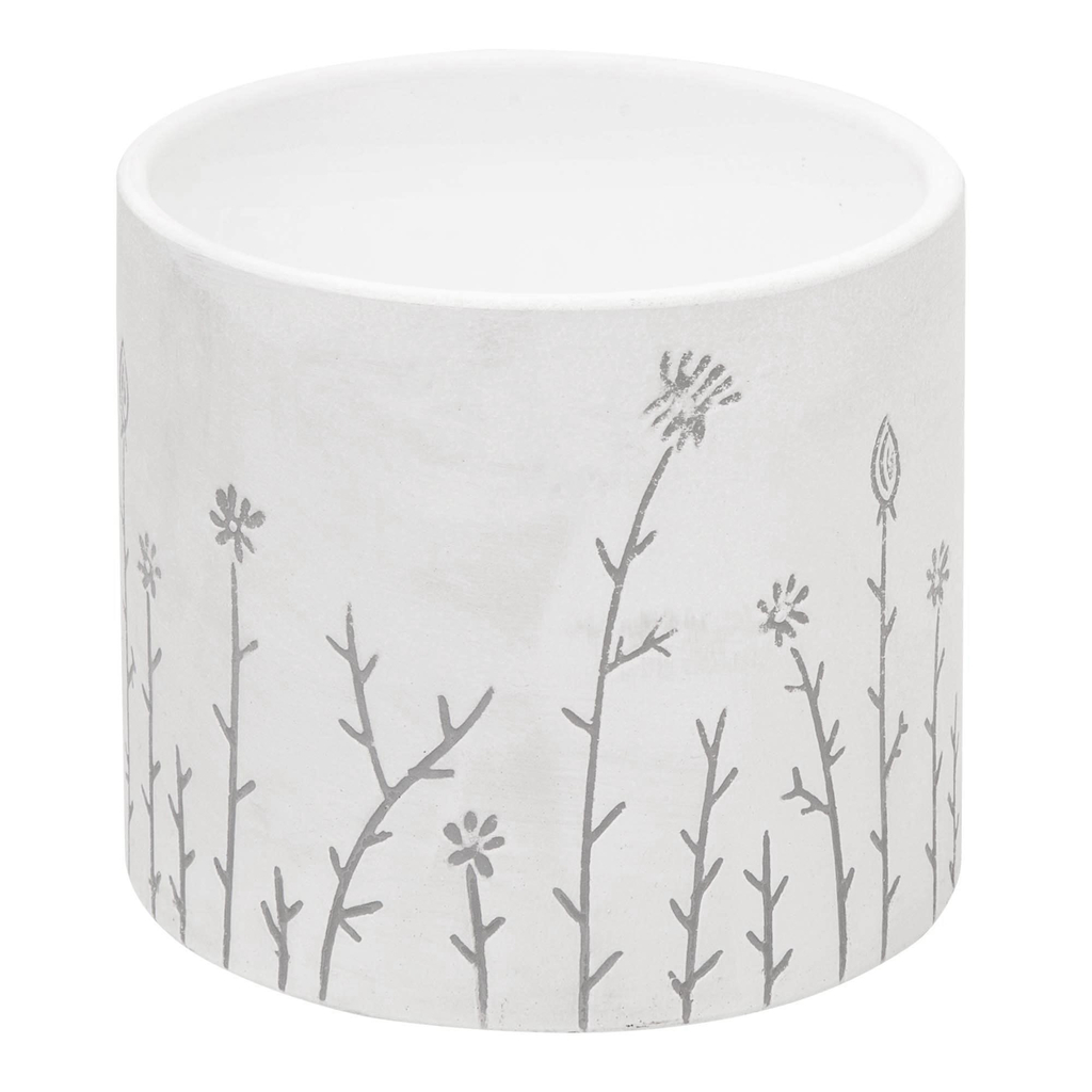 Obal na črepník s motívom kvetov biely 13 x 12 cm