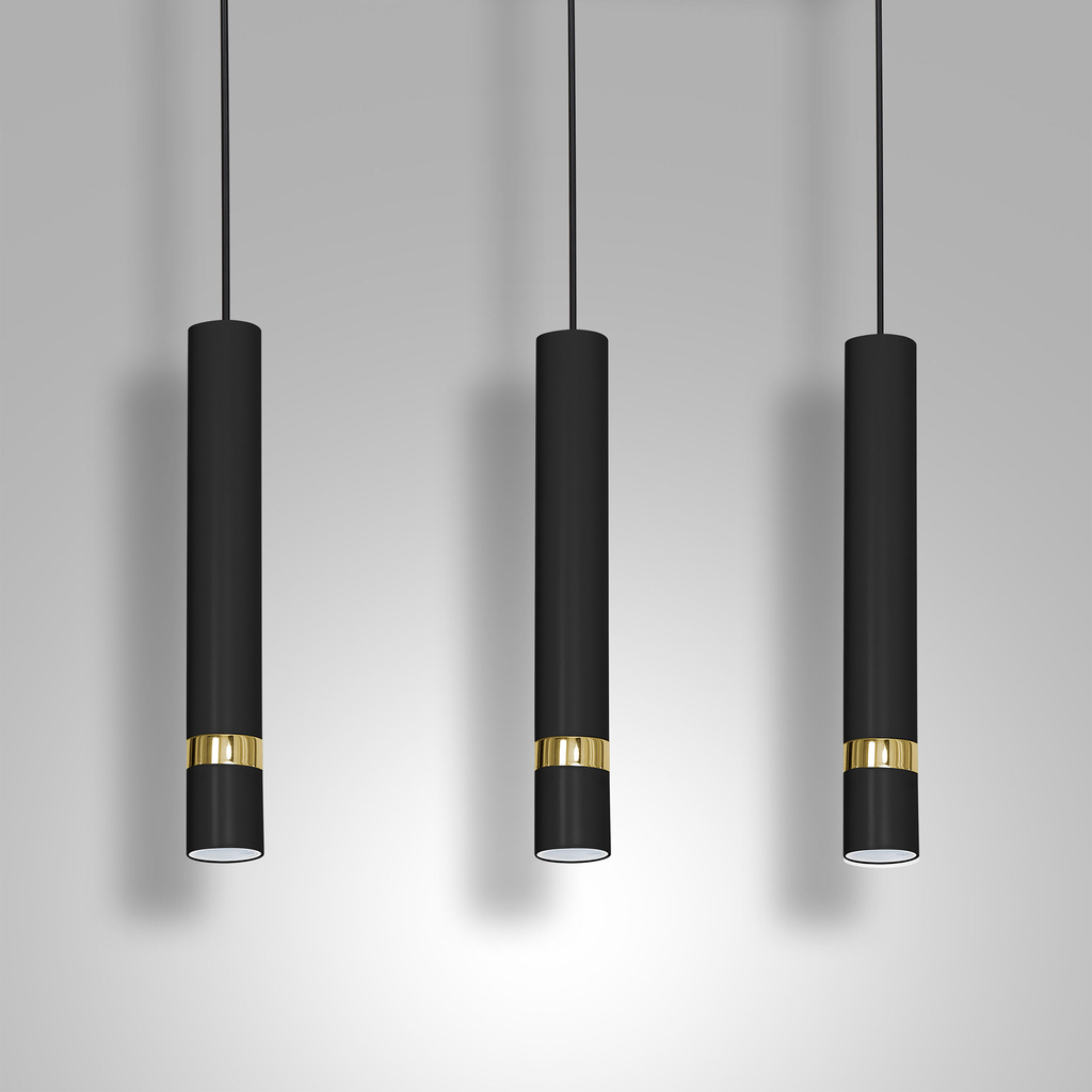 Závesné svietidlo RENO III loftové čierno-zlaté tuba