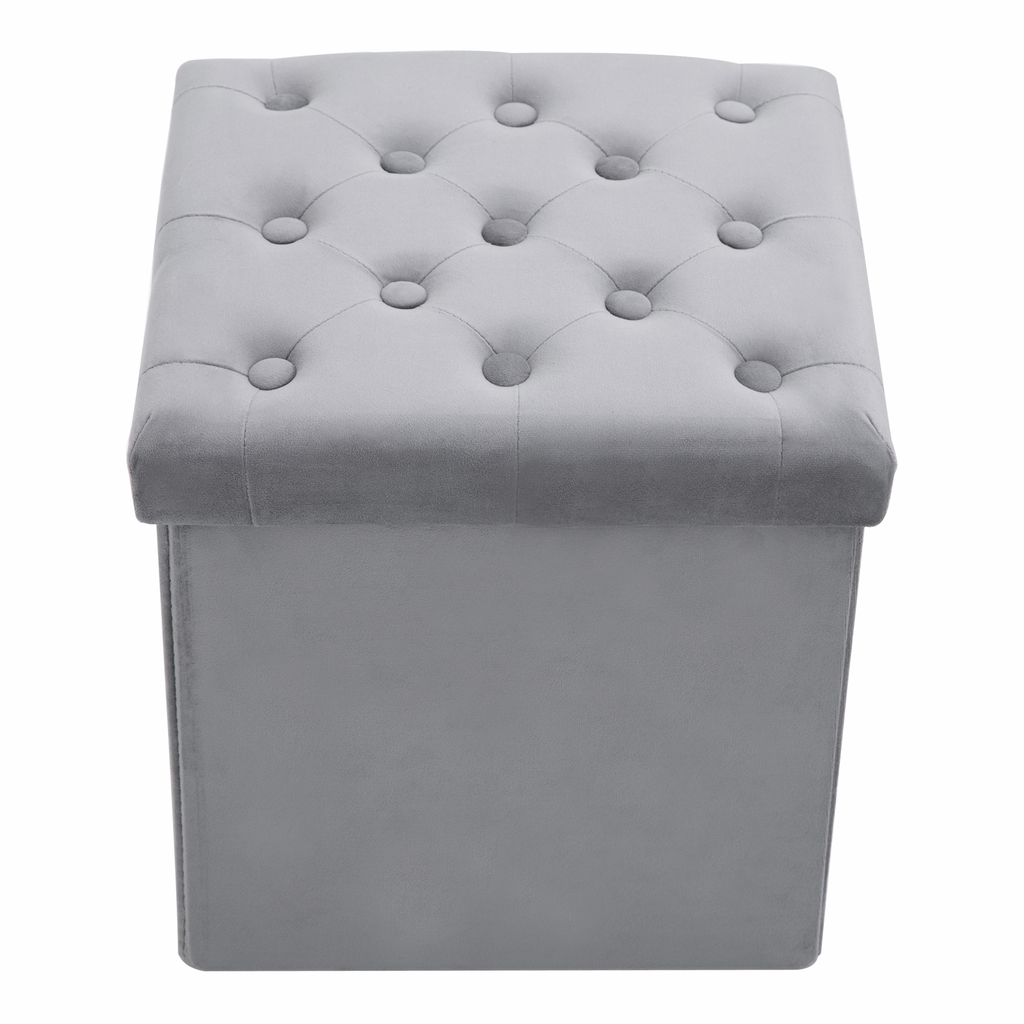 Puf kwadratowy składany szary 38x38 cm