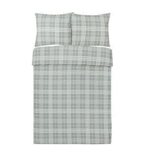Súprava károvanej posteľnej bielizne sivá GRID 200 x 220 cm