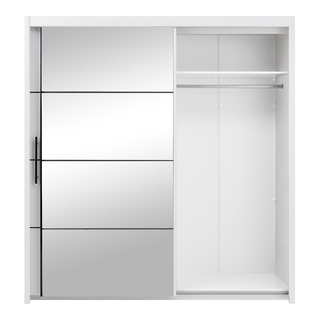 Skriňa s posuvnými dverami INOVA so zrkadlom, biela 200 cm