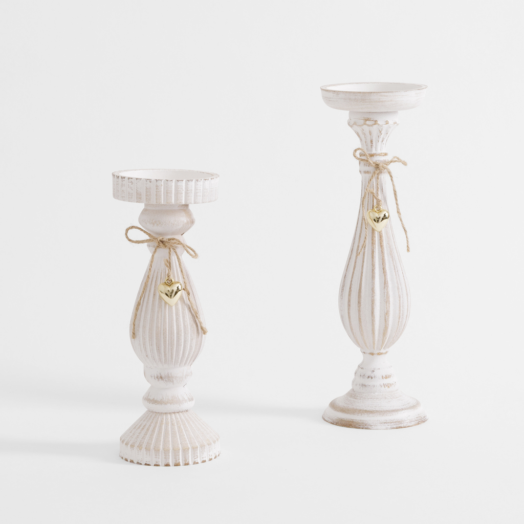 Svietnik na jednu sviečku, biely 27 cm