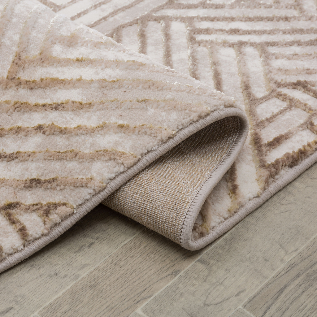 Geometrický béžovo-zlatý koberec STUDIO 80x150 cm