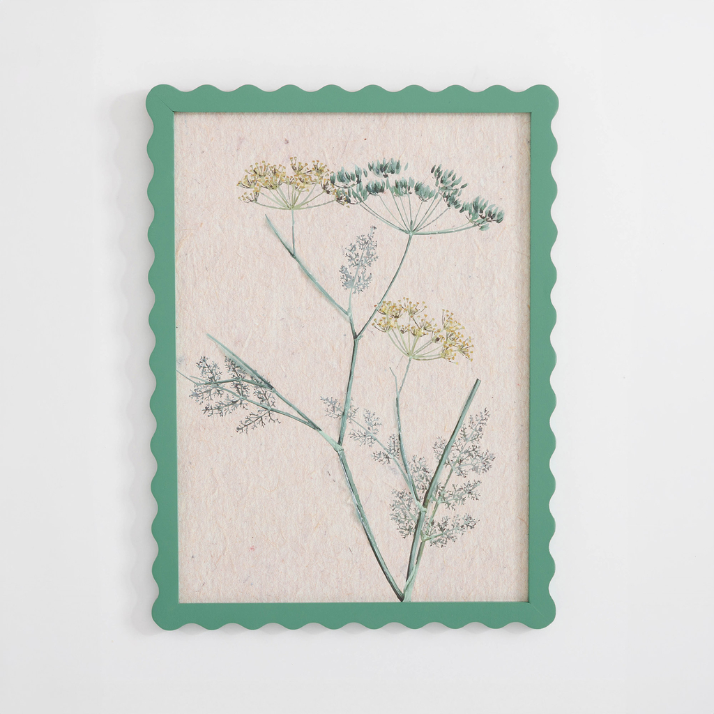 Botanický obraz vetvičky kôpru, béžovo-zelená 30x40 cm