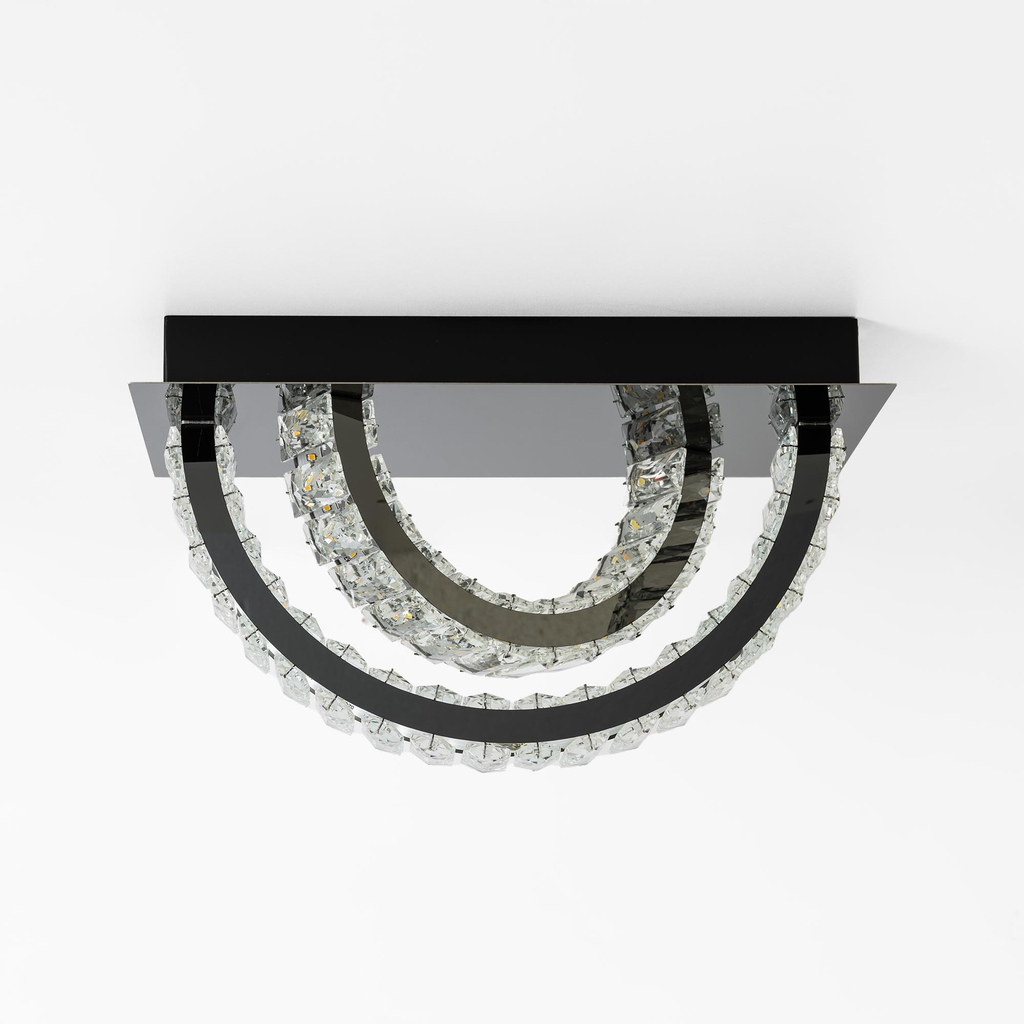 Stropné svietidlo 2 krúžky čierne TULA s diaľkovým ovládaním