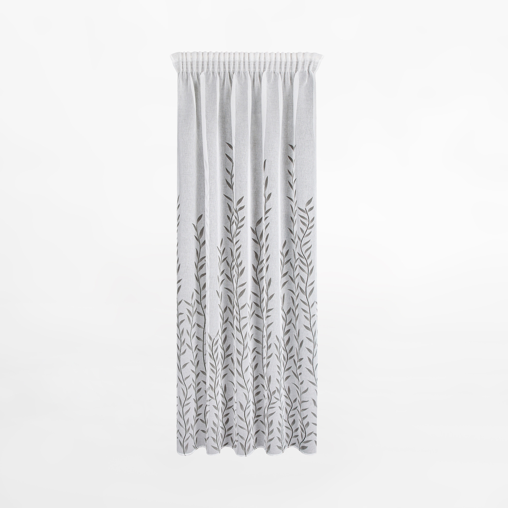 Záclona na páske bielo-oceľová GLORI 140x270 cm