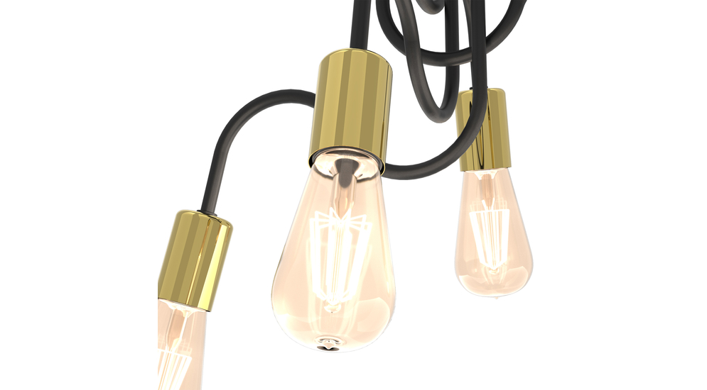 Čierno-zlatá loftová stropná lampa DOW IV