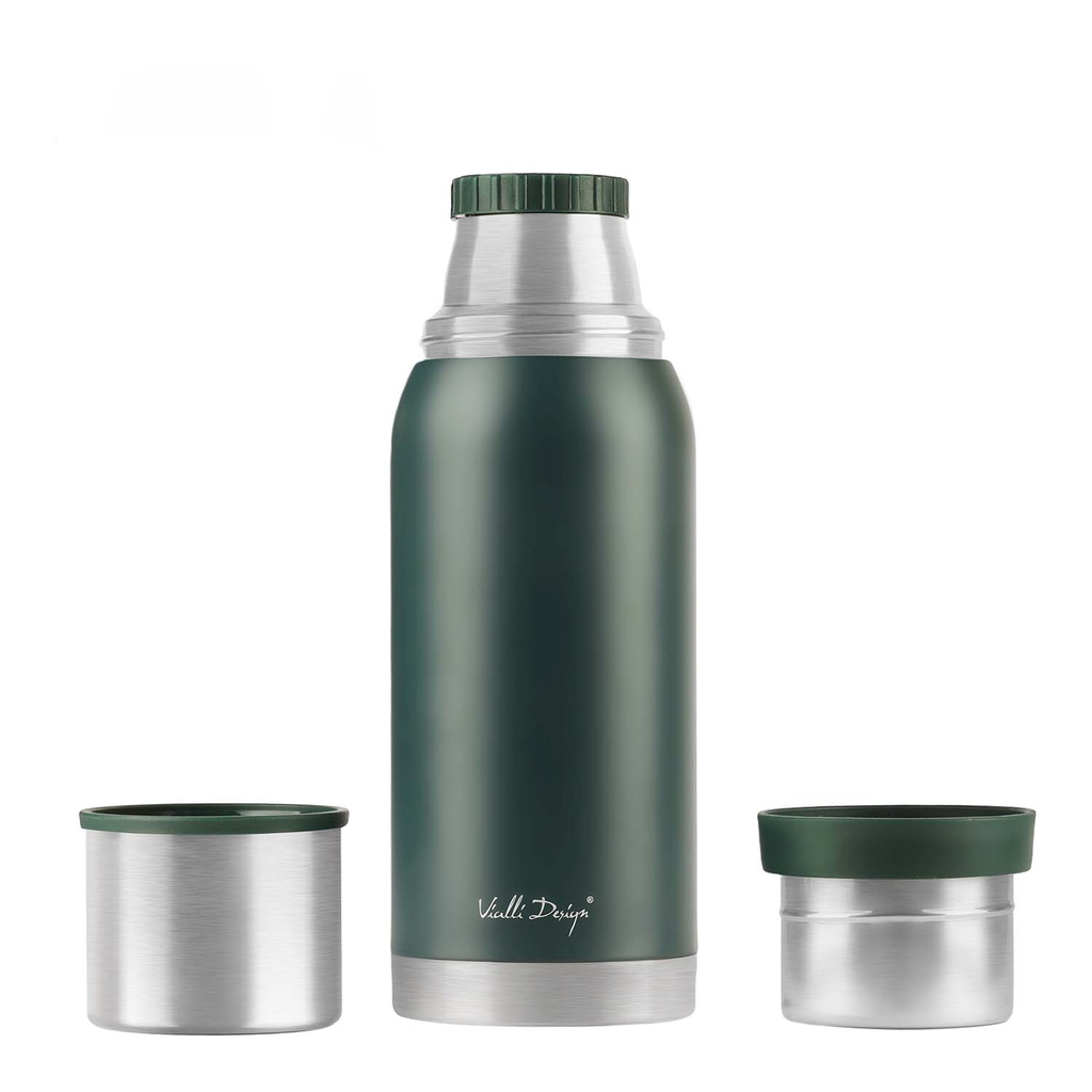 Termoska s 2 hrnčekmi zelená FUORI 1 l