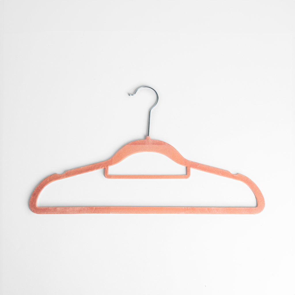 Zamatový ružový vešiak VELVET, sada 5 ks