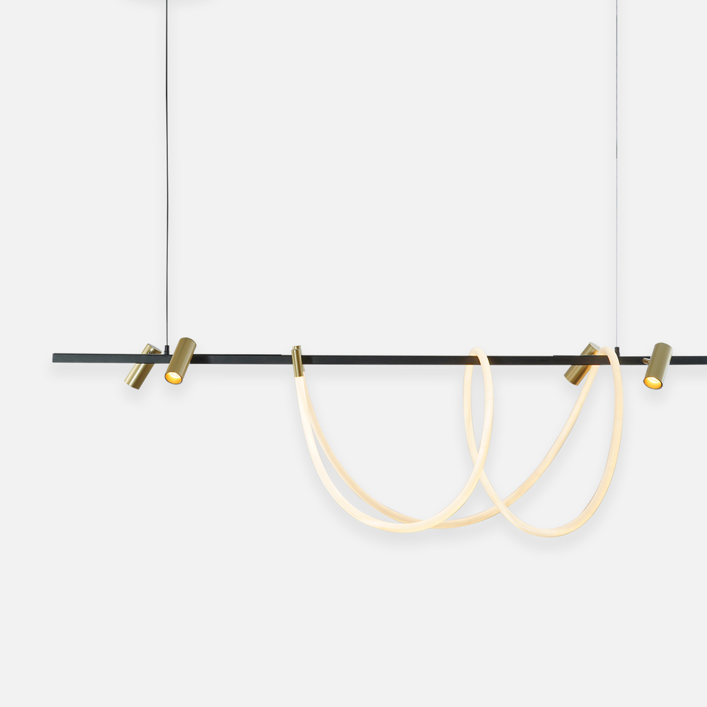 LED závesné svietidlo čierno-zlaté 150 cm BALBO s diaľkovým ovládaním