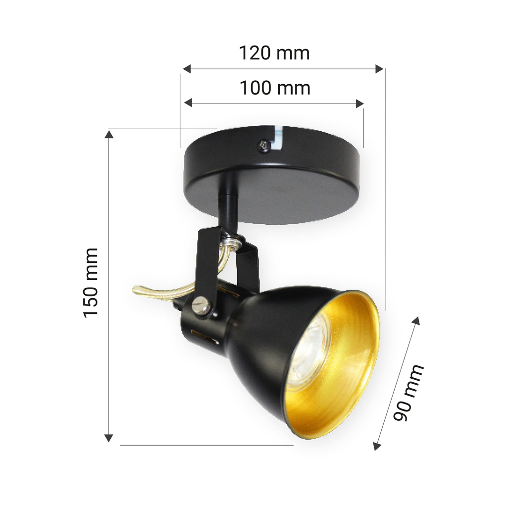 Nástenné bodové svietidlo čierno-zlaté ORO FALCO