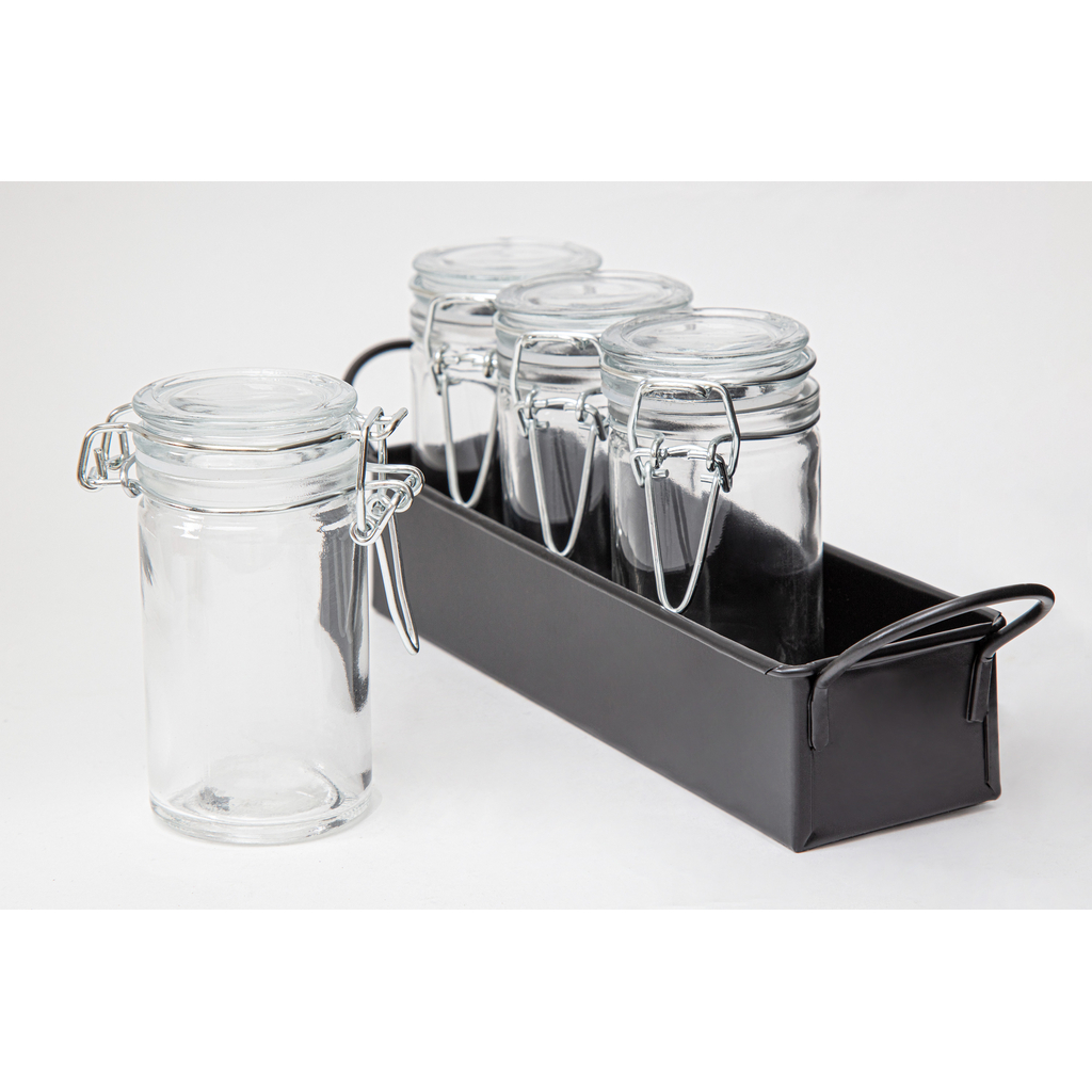 Súprava 4 nádob na korenie na stojane 80 ml