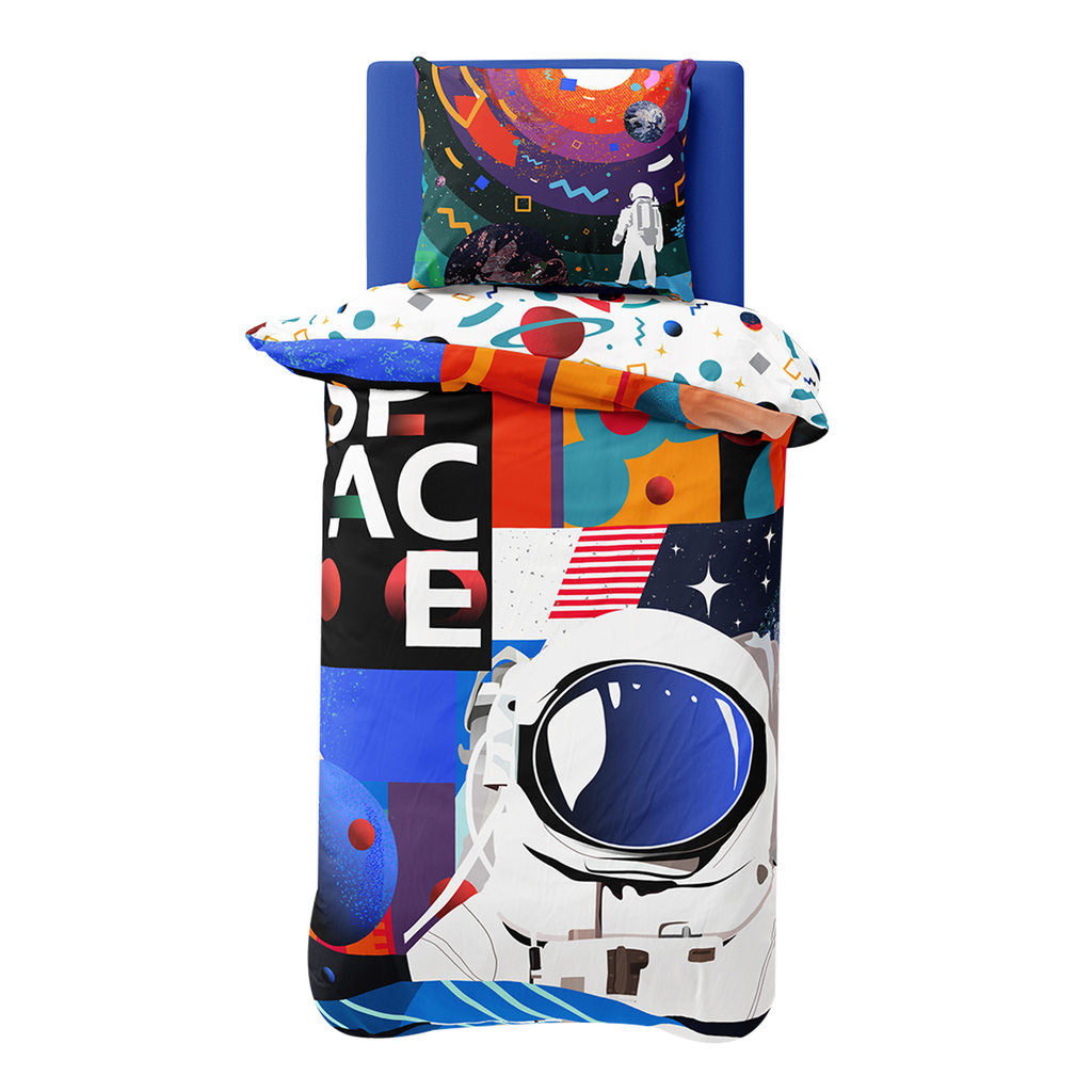 Detské obliečky so svietiacim efektom tmavomodré FLUO KOZMONAUT 140x200 cm