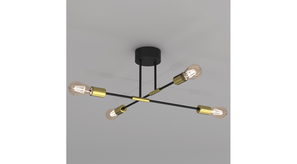 Stropná lampa loftová čierno-zlatá FLAME