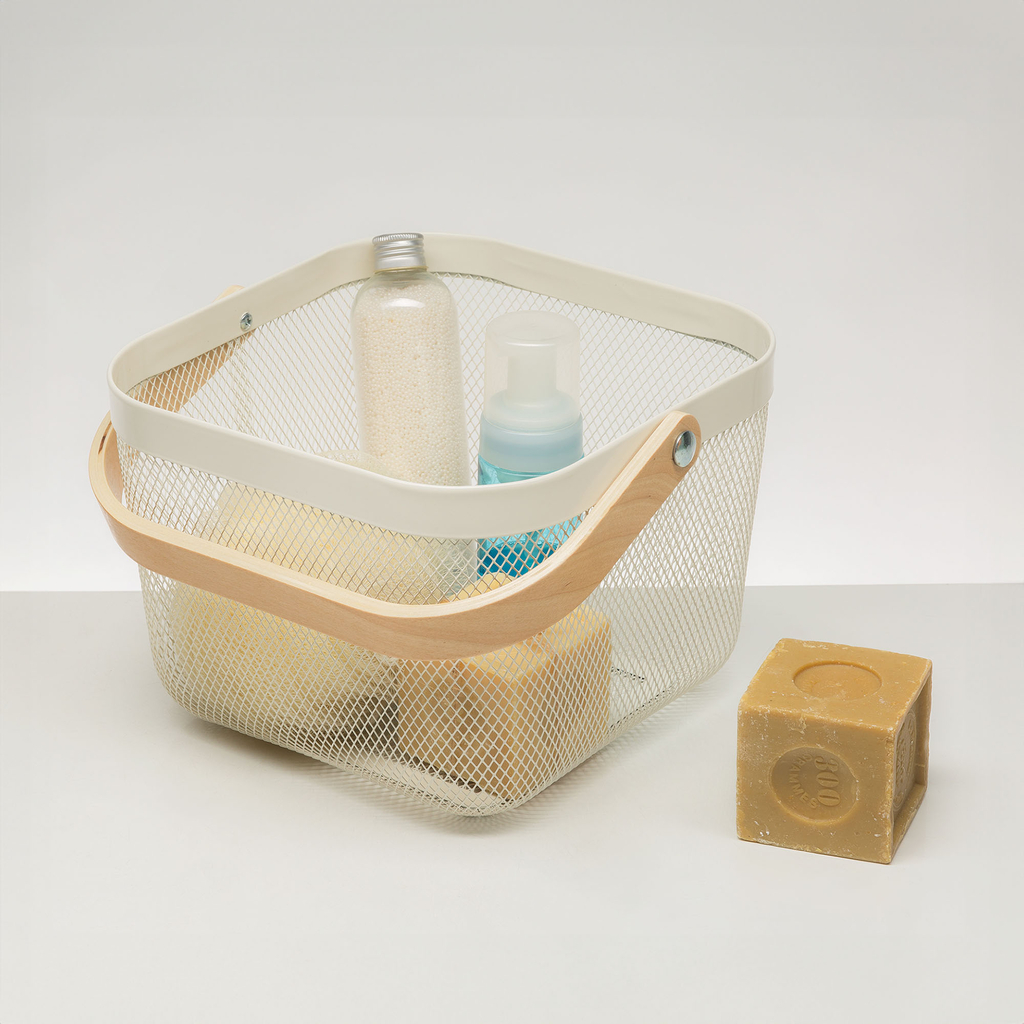 Úložný kôš s držadlom biely