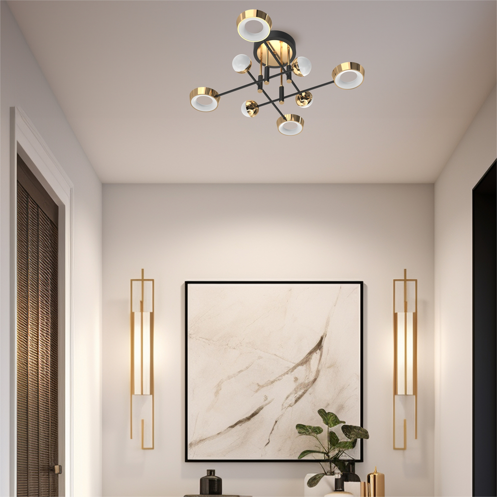 Stropné LED svietidlo LARA čierno-zlaté