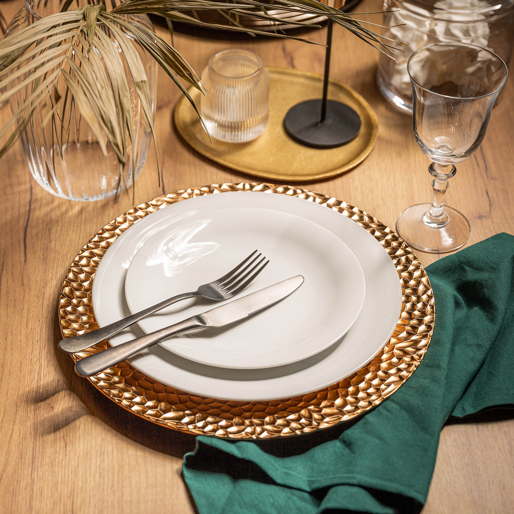 Dekoratívny tanier zdobený zlatý 33 cm