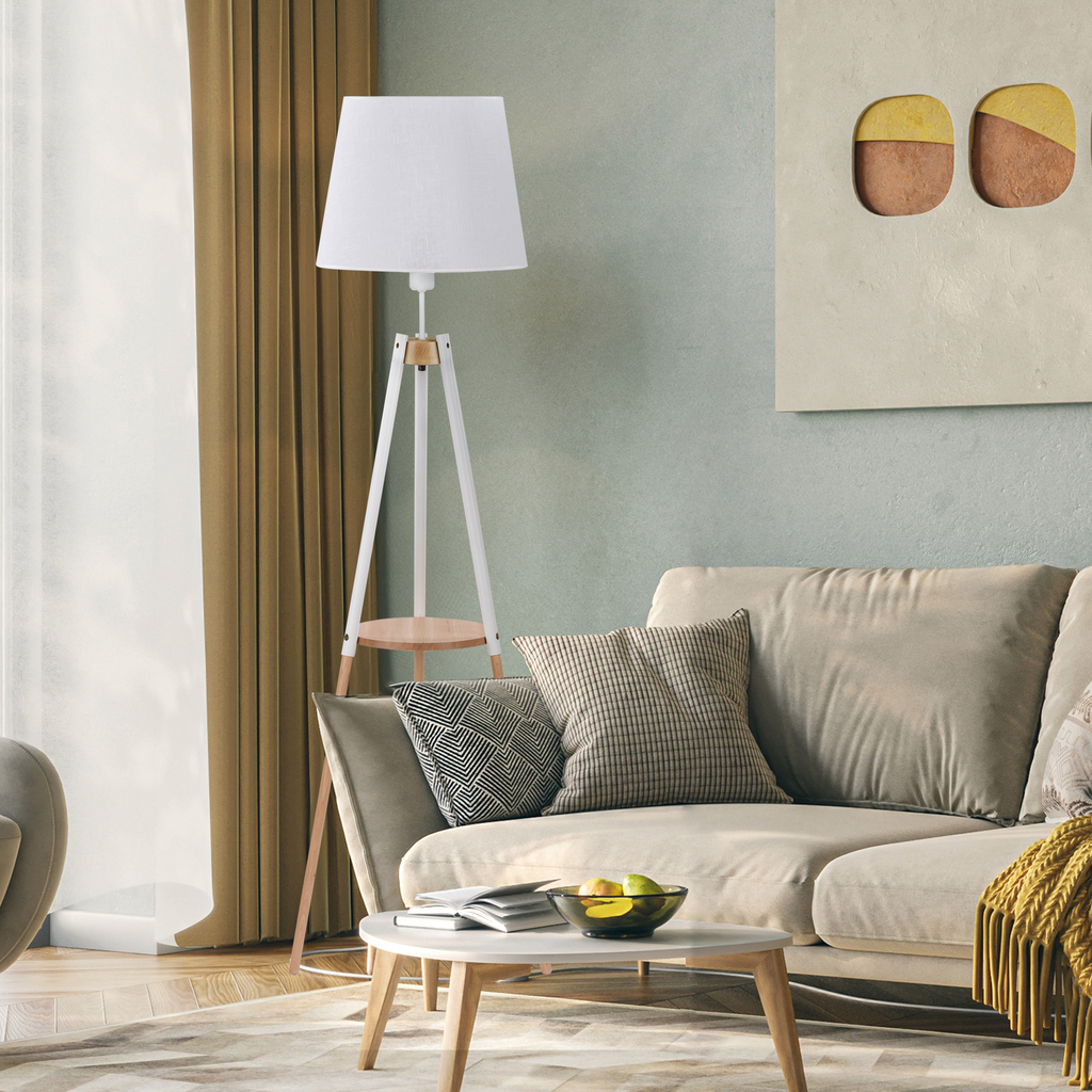 Stojacia lampa s tienidlom v bielej farbe VAIO