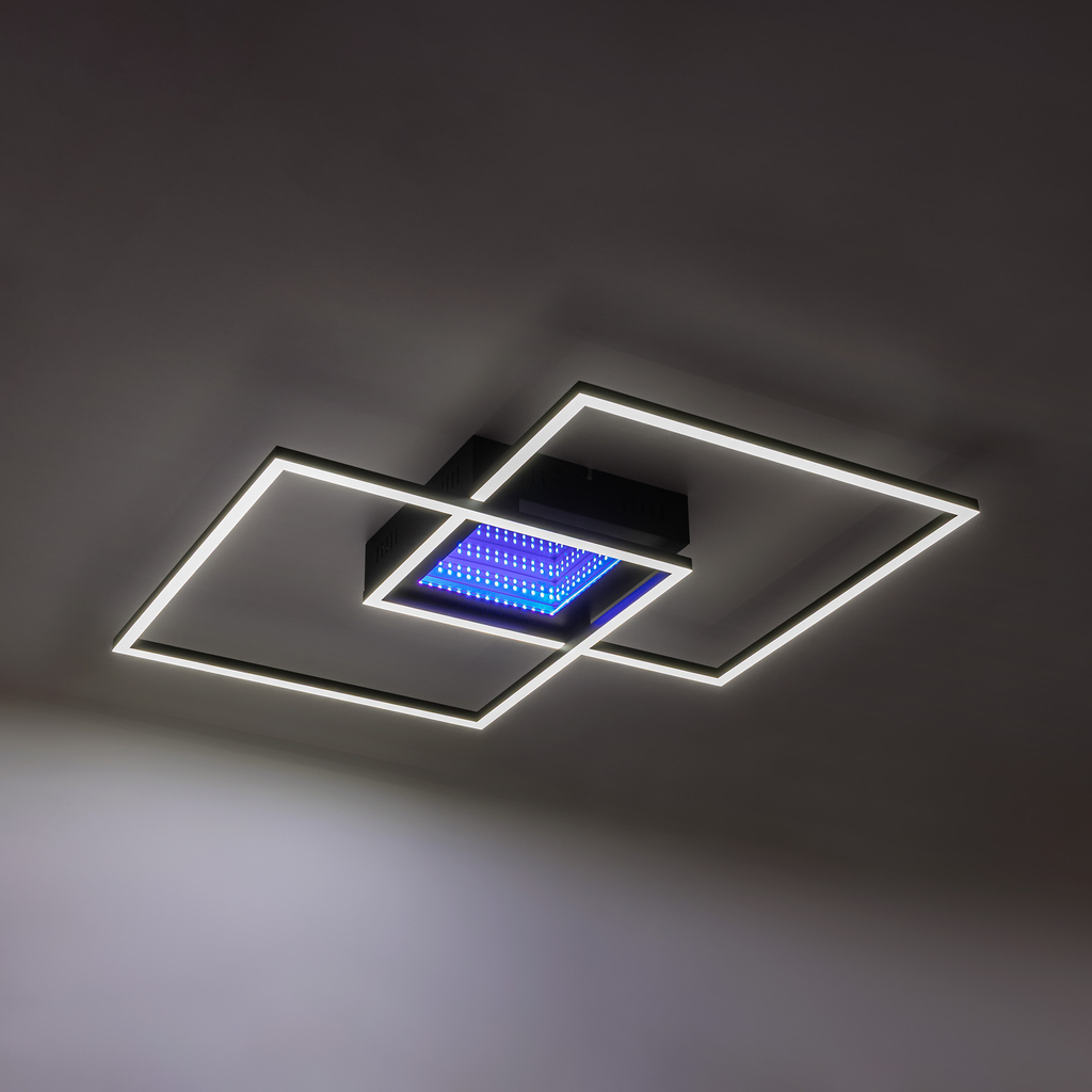 Stropné svietidlo LED RGB čierne LUMI s diaľkovým ovládačom