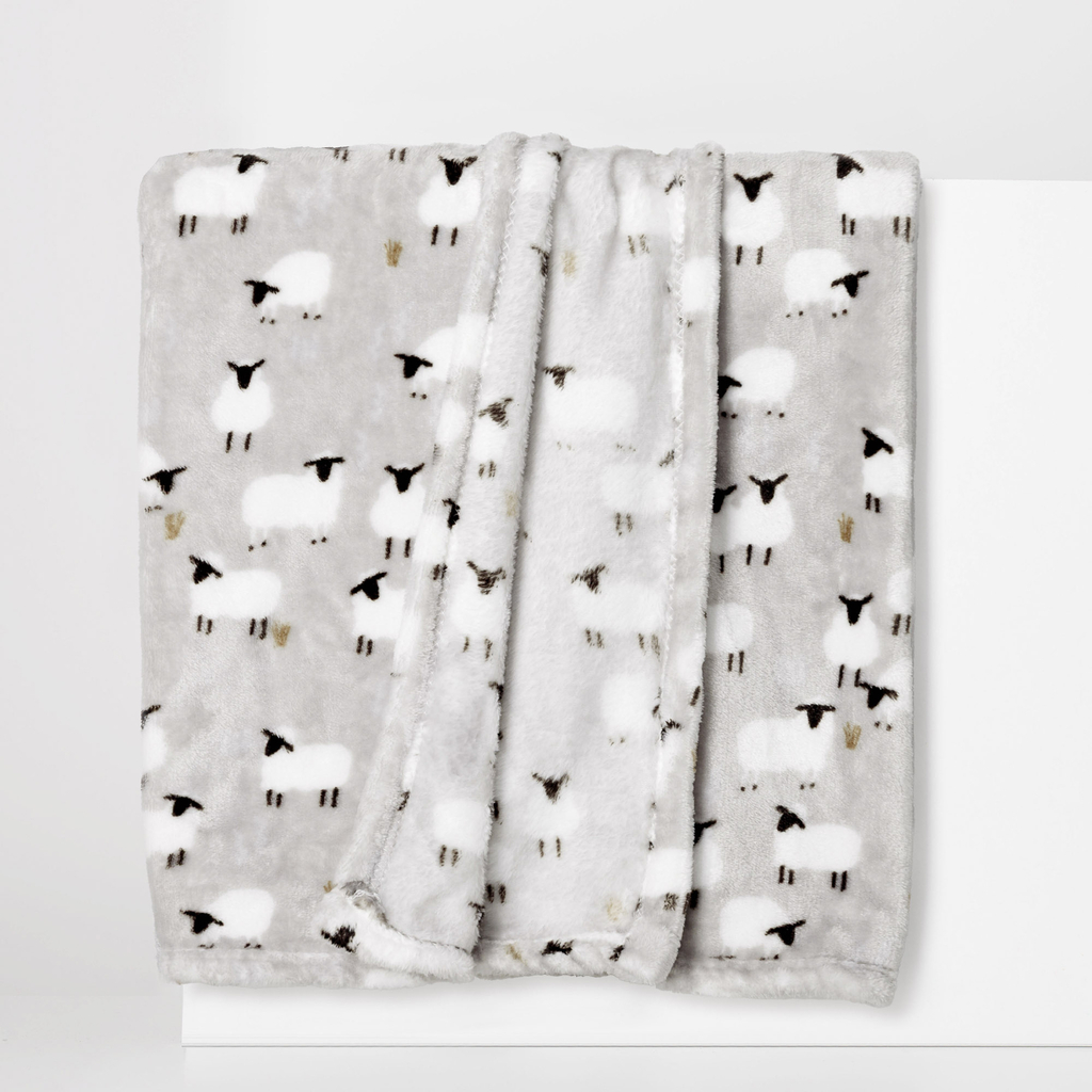 Deka s ovečkami sivá CODIE 130x160 cm