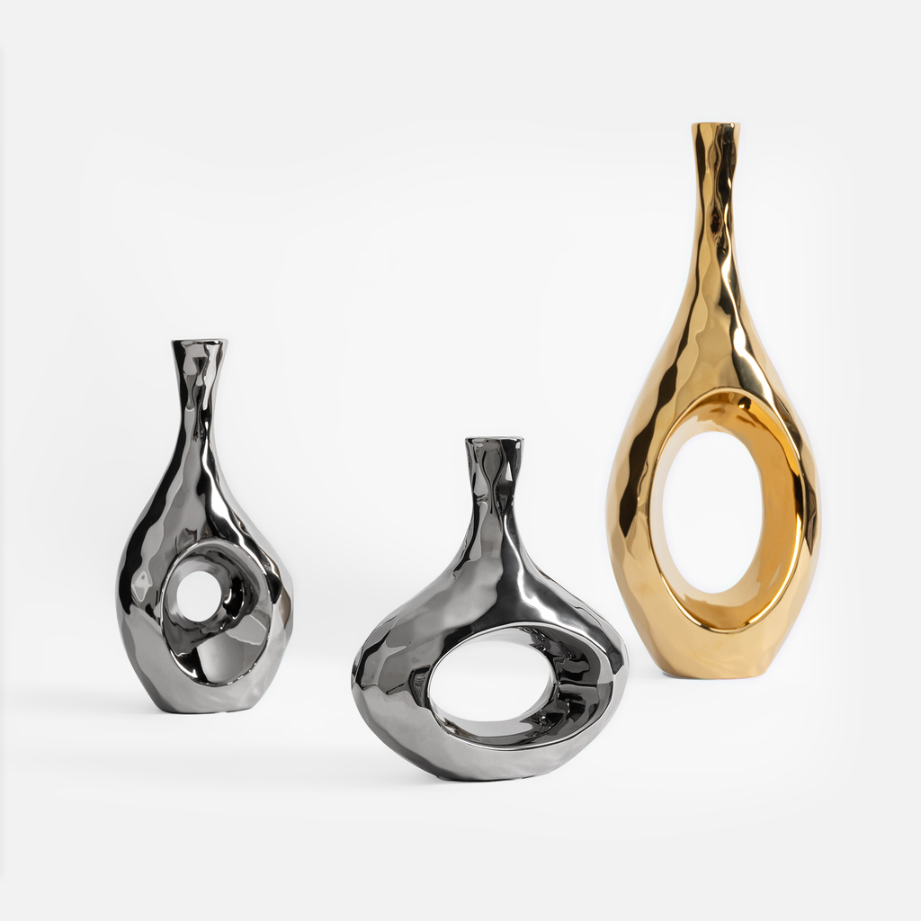 Moderná váza strieborná 20 cm