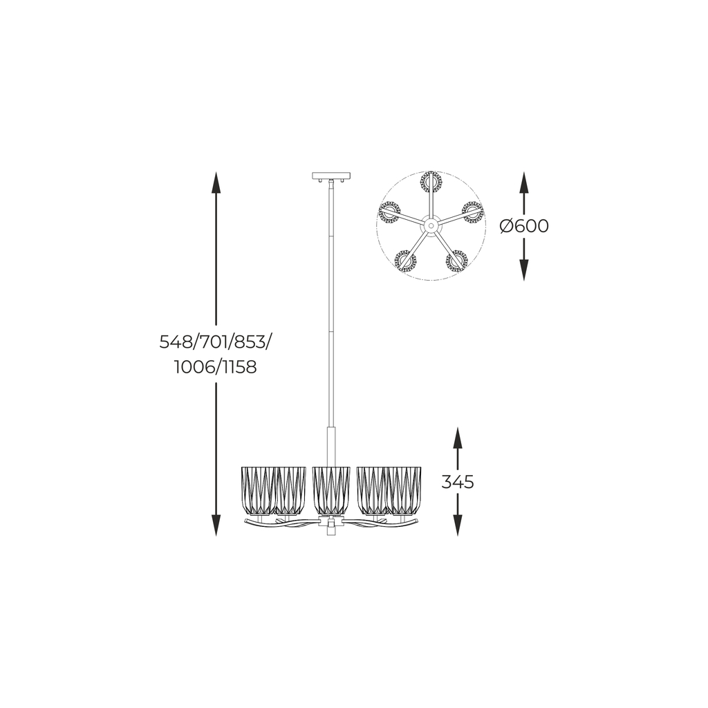 Závesné svietidlo TAZZA luster zlaté