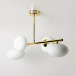 Stropné svietidlo v zlatej farbe 4 oválne tienidlá MILO 68x30 cm