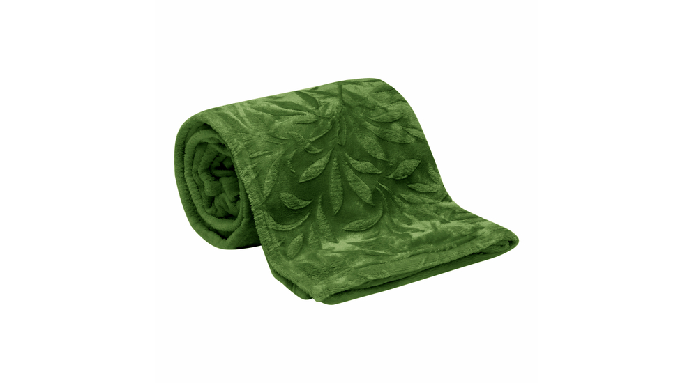 Zelená deka MILO s rastlinným motívom 130x160 cm