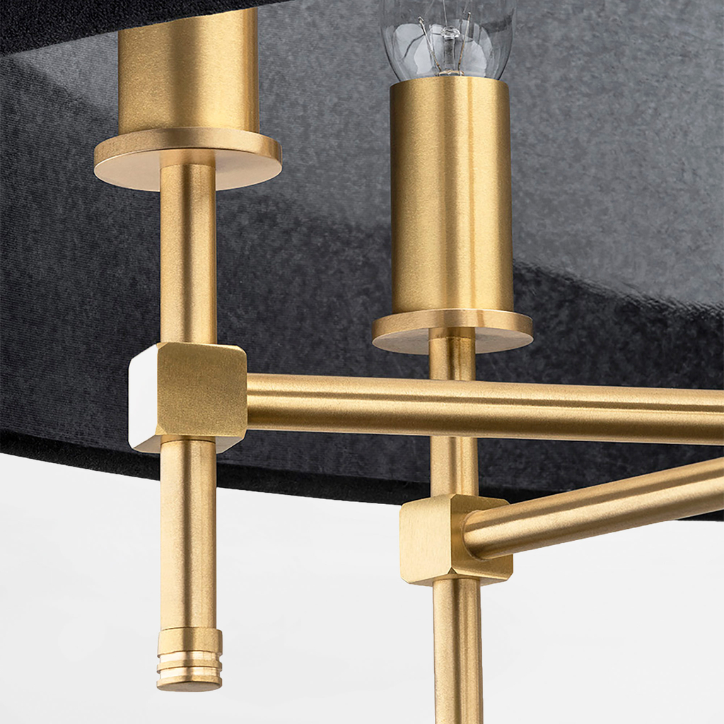 Závesné svietidlo s tienidlom, čierno-zlaté ABBANO