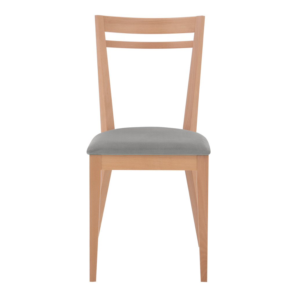Drevená stolička so sivým sedadlom ERIN