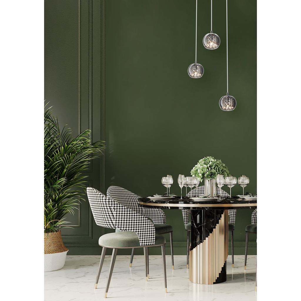 Závesné svietidlo glamour s okrúhlym stropným krytom CRYSTAL