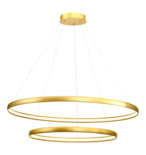 Závesná lampa LED 2 kruhy zlatá CARLO
