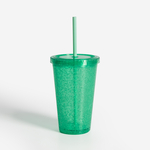 Plastový pohár so slamkou zelený 500 ml