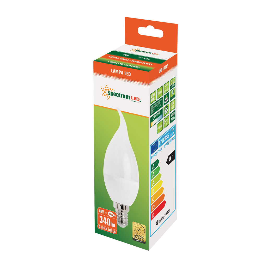 Dekoratívna LED žiarovka E14 4W svieca teplej farby DECO