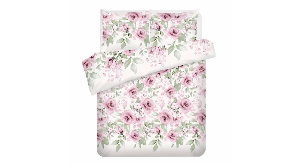 Súprava posteľnej bielizne z bavlneného saténu s motívom ruží BOTANIC 160 x 200 cm